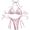 imageSOLY HUX Womens Swimsuit Cherry Print Halter Triangle Tie Side Bikini Sets Two Piece Bathing SuitsMulticoloured Plaid