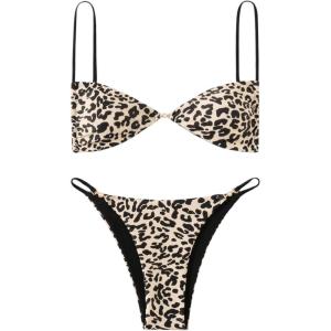 imageSOLY HUX Bathing Suit for Women Leopard Print Bikini Sets Two Piece SwimsuitMulti Leopard Print