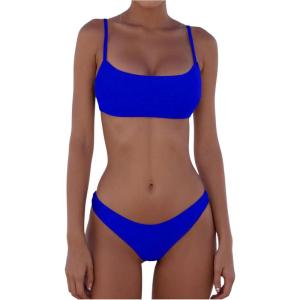 imageSOLY HUX Bathing Suit for Women Two Piece Swimsuit Spaghetti Strap Summer Beach Bikini SetSolid Royal Blue