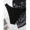 imageSOLY HUX Bathing Suit for Women 3 Piece Paisley Print Halter Triangle Bikini Sets Swimsuit with Beach SkirtBlack and White Paisley
