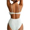 imageSOLY HUX Bathing Suit for Women Ruffle Trim Textured High Waisted Bikini Sets Two Piece SwimsuitPure White