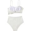 imageSOLY HUX Bathing Suit for Women Ruffle Trim Textured High Waisted Bikini Sets Two Piece SwimsuitPure White