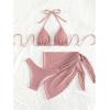 imageSOLY HUX Bikini Sets for Women Halter Triangle Bathing Suit with Beach Skirt 3 Piece SwimsuitPink Solid