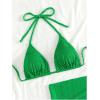 imageSOLY HUX Bikini Sets for Women Halter Triangle Bathing Suit with Beach Skirt 3 Piece SwimsuitSolid Green