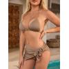 imageSOLY HUX Bikini Sets for Women Halter Triangle Bathing Suit with Beach Skirt 3 Piece SwimsuitSolid Khaki