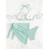 imageSOLY HUX Bikini Sets for Women Halter Triangle Bathing Suit with Beach Skirt 3 Piece SwimsuitSolid Mint Green