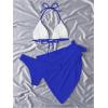 imageSOLY HUX Bikini Sets for Women Halter Triangle Bathing Suit with Beach Skirt 3 Piece SwimsuitSolid Royal Blue