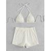 imageSOLY HUX Womens 2 Piece Swimsuits Halter Triangle Top with Shorts Bikini Set Bathing SuitsBeige