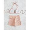 imageSOLY HUX Womens 2 Piece Swimsuits Halter Triangle Top with Shorts Bikini Set Bathing SuitsLight Pink Pure