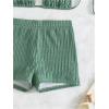 imageSOLY HUX Womens 2 Piece Swimsuits Halter Triangle Top with Shorts Bikini Set Bathing SuitsPlain Green