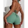 imageSOLY HUX Womens 2 Piece Swimsuits Halter Triangle Top with Shorts Bikini Set Bathing SuitsPlain Green