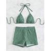 imageSOLY HUX Womens 2 Piece Swimsuits Halter Triangle Top with Shorts Bikini Set Bathing SuitsPlain Green