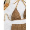 imageSOLY HUX Womens 2 Piece Swimsuits Halter Triangle Top with Shorts Bikini Set Bathing SuitsPure Brown