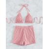 imageSOLY HUX Womens 2 Piece Swimsuits Halter Triangle Top with Shorts Bikini Set Bathing SuitsPure Pink