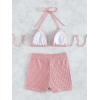 imageSOLY HUX Womens 2 Piece Swimsuits Halter Triangle Top with Shorts Bikini Set Bathing SuitsPure Pink
