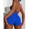 imageSOLY HUX Womens 2 Piece Swimsuits Halter Triangle Top with Shorts Bikini Set Bathing SuitsPure Royal Blue
