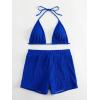imageSOLY HUX Womens 2 Piece Swimsuits Halter Triangle Top with Shorts Bikini Set Bathing SuitsPure Royal Blue