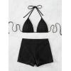imageSOLY HUX Womens 2 Piece Swimsuits Halter Triangle Top with Shorts Bikini Set Bathing SuitsSolid Black