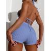 imageSOLY HUX Womens 2 Piece Swimsuits Halter Triangle Top with Shorts Bikini Set Bathing SuitsSolid Blue