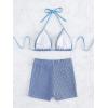 imageSOLY HUX Womens 2 Piece Swimsuits Halter Triangle Top with Shorts Bikini Set Bathing SuitsSolid Blue