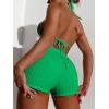 imageSOLY HUX Womens 2 Piece Swimsuits Halter Triangle Top with Shorts Bikini Set Bathing SuitsSolid Green