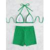 imageSOLY HUX Womens 2 Piece Swimsuits Halter Triangle Top with Shorts Bikini Set Bathing SuitsSolid Green