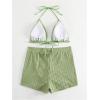 imageSOLY HUX Womens 2 Piece Swimsuits Halter Triangle Top with Shorts Bikini Set Bathing SuitsSolid Light Green