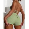imageSOLY HUX Womens 2 Piece Swimsuits Halter Triangle Top with Shorts Bikini Set Bathing SuitsSolid Light Green
