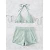 imageSOLY HUX Womens 2 Piece Swimsuits Halter Triangle Top with Shorts Bikini Set Bathing SuitsSolid Mint Green