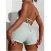 imageSOLY HUX Womens 2 Piece Swimsuits Halter Triangle Top with Shorts Bikini Set Bathing SuitsSolid Mint Green