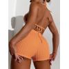 imageSOLY HUX Womens 2 Piece Swimsuits Halter Triangle Top with Shorts Bikini Set Bathing SuitsSolid Orange