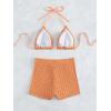 imageSOLY HUX Womens 2 Piece Swimsuits Halter Triangle Top with Shorts Bikini Set Bathing SuitsSolid Orange
