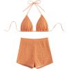 imageSOLY HUX Womens 2 Piece Swimsuits Halter Triangle Top with Shorts Bikini Set Bathing SuitsSolid Orange
