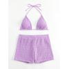 imageSOLY HUX Womens 2 Piece Swimsuits Halter Triangle Top with Shorts Bikini Set Bathing SuitsSolid Purple