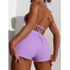 imageSOLY HUX Womens 2 Piece Swimsuits Halter Triangle Top with Shorts Bikini Set Bathing SuitsSolid Purple