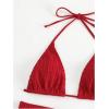 imageSOLY HUX Womens 2 Piece Swimsuits Halter Triangle Top with Shorts Bikini Set Bathing SuitsSolid Red