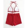 imageSOLY HUX Womens 2 Piece Swimsuits Halter Triangle Top with Shorts Bikini Set Bathing SuitsSolid Red