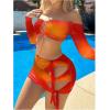 imageSOLY HUX Womens 3 Piece Bathing Suit Gradient Off Shoulder Long Sleeve Swimsuit Bikini Sets with Beach SkirtOrange Ombre