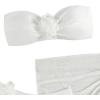 imageSOLY HUX Womens 3 Piece Swimsuit Floral Appliques Bandeau Bikini Sets Bathing Suit with Beach SkirtSolid White