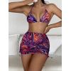 imageSOLY HUX Womens 4 Piece Swimsuits Triangle Bikini Bathing Suits with Mesh Beach Skirt ampamp Bandana Bikini SetsPrinted Multicoloured
