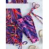 imageSOLY HUX Womens 4 Piece Swimsuits Triangle Bikini Bathing Suits with Mesh Beach Skirt ampamp Bandana Bikini SetsPrinted Multicoloured