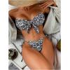 imageSOLY HUX Womens All Over Print Bandeau Bikini Sets Knot Front Tie Side Bathing Suits Two Piece SwimsuitBlack and White Floral