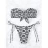 imageSOLY HUX Womens All Over Print Bandeau Bikini Sets Knot Front Tie Side Bathing Suits Two Piece SwimsuitBlack and White Floral