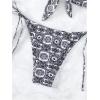imageSOLY HUX Womens All Over Print Bandeau Bikini Sets Knot Front Tie Side Bathing Suits Two Piece SwimsuitBlack and White Floral