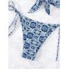 imageSOLY HUX Womens All Over Print Bandeau Bikini Sets Knot Front Tie Side Bathing Suits Two Piece SwimsuitBlue Floral