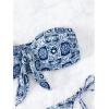 imageSOLY HUX Womens All Over Print Bandeau Bikini Sets Knot Front Tie Side Bathing Suits Two Piece SwimsuitBlue Floral