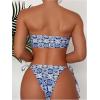 imageSOLY HUX Womens All Over Print Bandeau Bikini Sets Knot Front Tie Side Bathing Suits Two Piece SwimsuitBlue Floral