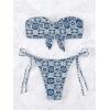 imageSOLY HUX Womens All Over Print Bandeau Bikini Sets Knot Front Tie Side Bathing Suits Two Piece SwimsuitBlue Floral