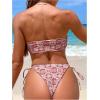 imageSOLY HUX Womens All Over Print Bandeau Bikini Sets Knot Front Tie Side Bathing Suits Two Piece SwimsuitBurgundy Floral