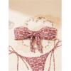 imageSOLY HUX Womens All Over Print Bandeau Bikini Sets Knot Front Tie Side Bathing Suits Two Piece SwimsuitBurgundy Floral